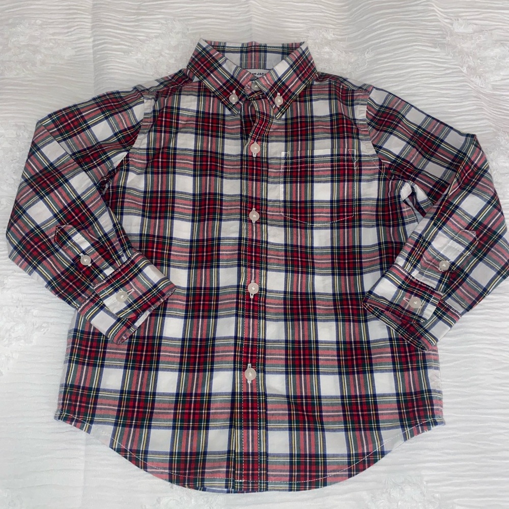 Janie and Jack PLAID POPLIN Holiday SHIRT in 2T